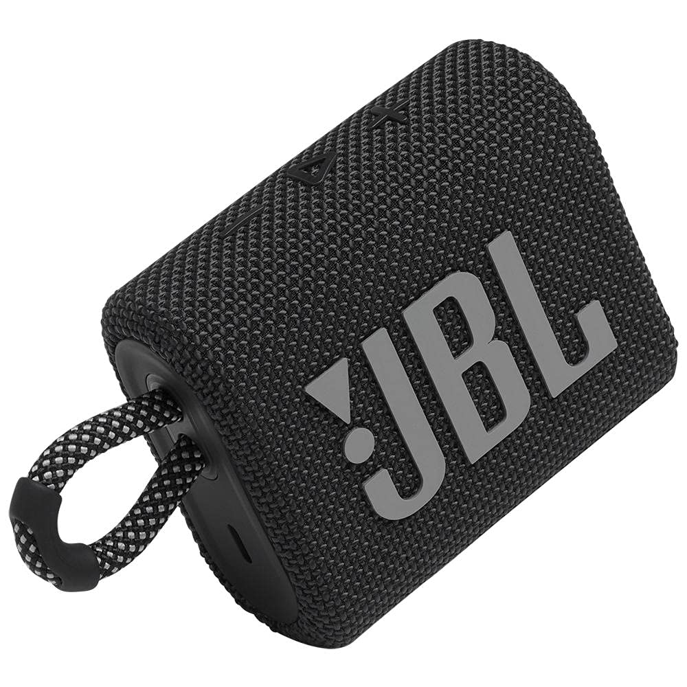 JBL Go 3 Wireless Portable Bluetooth Mini Speaker, Small Speaker with Pro Sound, Vibrant Colors with Rugged Fabric Design, Lightweight IP67 Waterproof, Type C Interface (Without Mic, Black)