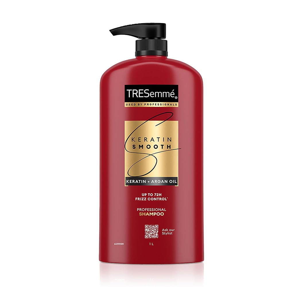1000 ML TRESemme Keratin Smooth Shampoo With Keratin Protein and Argan Oil | Salon-Like Smooth Hair | Up To 72H Frizz Control