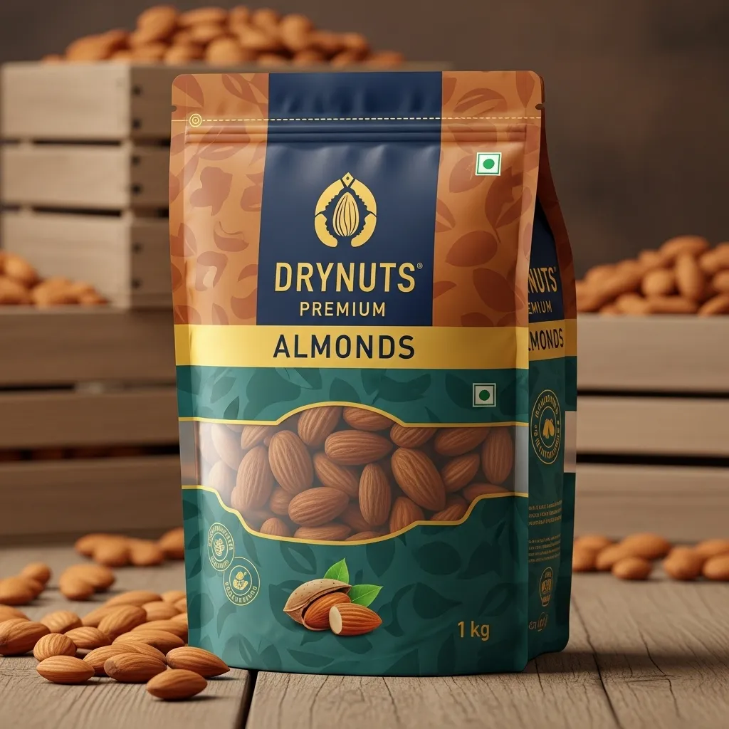 DRYNUTS Premium California Almonds - 1 KG | Raw, Natural & Crunchy Badam | Rich in Protein & Vitamin E | Healthy Superfood Snack